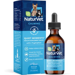 NaturVet Quiet Moments Bacon Flavored Calming Supplement Drops for Dogs & Cats, 2-fl oz bottle slide 1 of 8