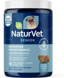 NaturVet Advanced Incontinence Senior Hickory Smoked Bacon Flavored Supplement for Dogs, 120 count