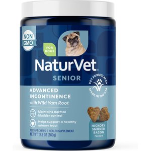 NaturVet Advanced Incontinence Senior Hickory Smoked Bacon Flavored Supplement for Dogs, 120 count