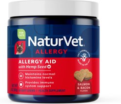 NaturVet Allergy Aid with Hemp Seed Salmon & Bacon Flavored Supplement for Cats, 60 count
