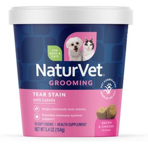 NaturVet Tear Stain Grooming Bacon & Chicken Flavored Supplement for Dogs & Cats, 70 count