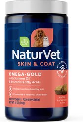 NaturVet Omega Gold Skin & Coat Bacon & Chicken Flavor Supplement for Dogs & Cats, 180 count