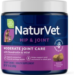 NaturVet Moderate Joint Care Hip & Joint Bacon & Chicken Flavor Supplement for Dogs & Cats, 120 count slide 1 of 8