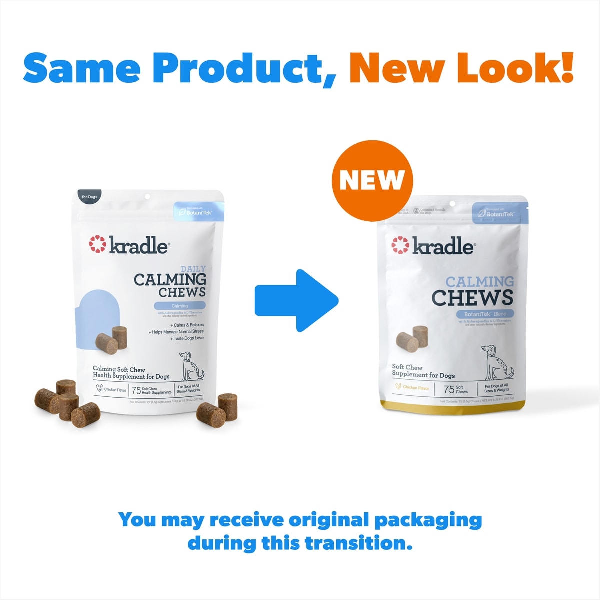 KRADLE Calming Chews Chicken Flavored Soft Chew Supplement for Dogs