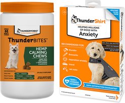 ThunderShirt Classic Anxiety & Calming Vest, Heather Grey, Medium + ThunderWunders Hemp Dog Chews