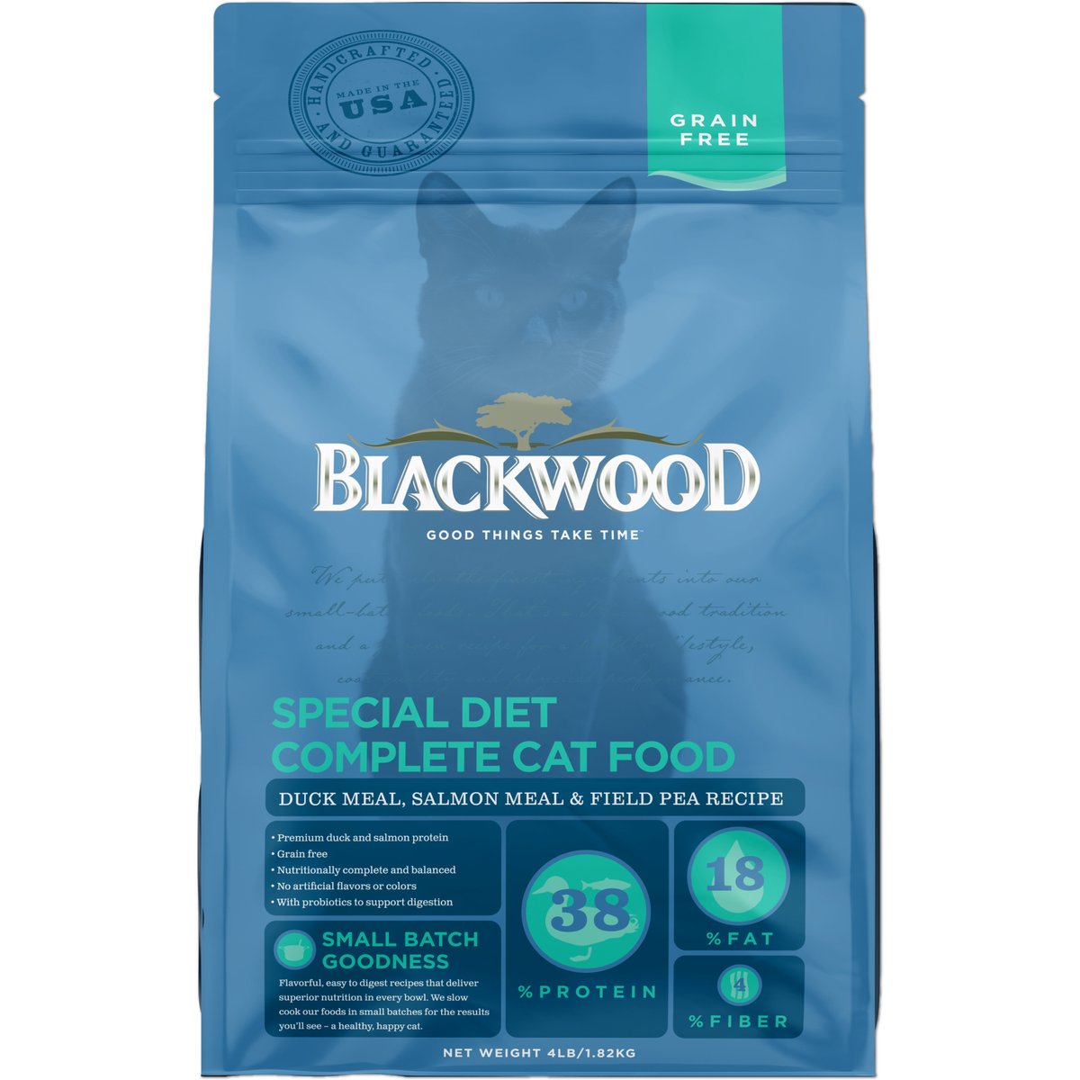 Blackwood Duck Meal, Salmon Meal & Field Pea Dry Cat Food, 4-lb bag
