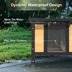 TIMHAKA Waterproof Insulated Wooden Outdoor Cat House with Raised Floor, Black, Large: 21.3 x 19.9 x 18.9-in slide 2 of 7