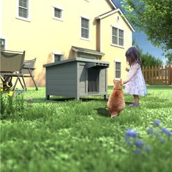 TIMHAKA Weatherproof Outdoor Feral Cat House, Grey, 21.3 x 19.9 x 18.9-in slide 2 of 7