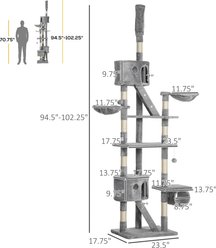 Zeus & Ruta Adjustable 102.5-in Cat Tree & Condos with 1 Tube & 2 Hammock, Light Gray slide 2 of 7