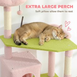 Zeus & Ruta Flower 74-in Cat Tree Large Cat Tower with Scratching Post & Board, Pink slide 2 of 7