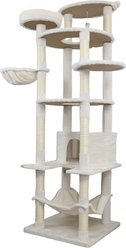 Zeus & Ruta Top Platform 78-in Cat Tree Tower & Large Condo with Sisal Scratching Post Big Hammock, Beige