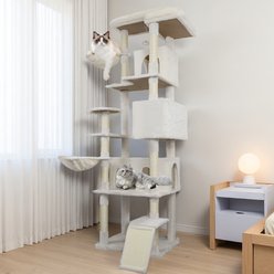 Zeus & Ruta 84-in Cat Tree Tower & Large Condo with Sisal Scratching Post Big Hammock & Top Platform, Beige slide 2 of 5