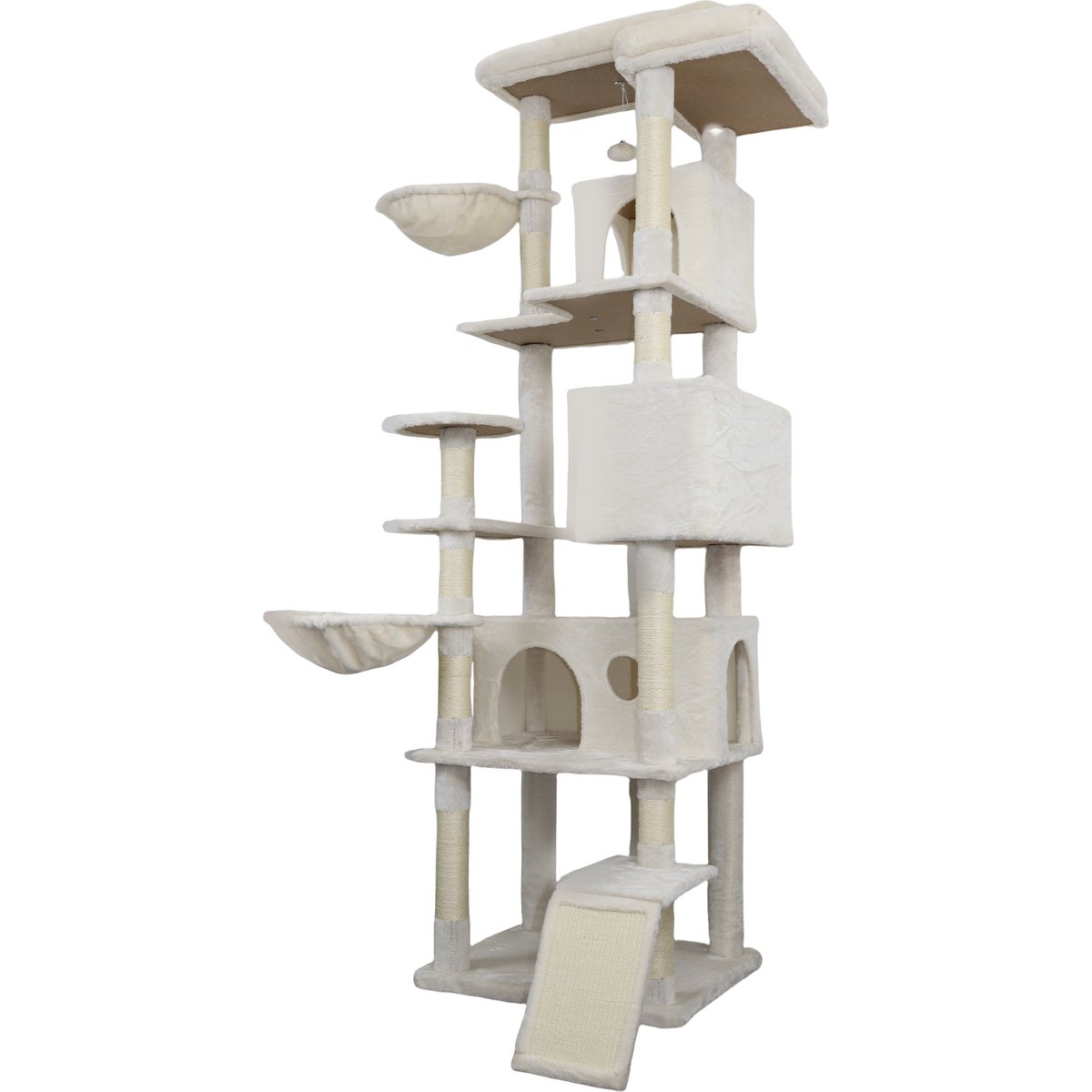 Zeus & Ruta 84-in Cat Tree Tower & Large Condo with Sisal Scratching Post Big Hammock & Top Platform, Beige