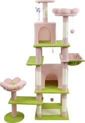 Zeus & Ruta Flower 71-in Cat Tree & Large Condo with Removable Flower Cushion & Hammock, Pink