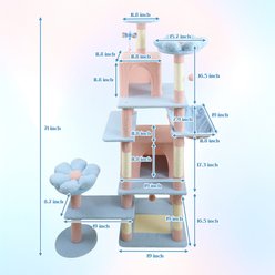 Zeus & Ruta Flower 71-in Cat Tree & Large Condo with Removable Flower Cushion & Hammock, Blue slide 2 of 4