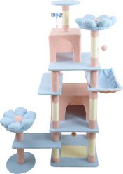 Zeus & Ruta Flower 71-in Cat Tree & Large Condo with Removable Flower Cushion & Hammock, Blue slide 1 of 4