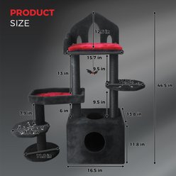 Zeus & Ruta Multi-Level Spooky 44.5-in Cat Tree & Condo with Scratching Posts, Perches, Hammock & Cave, Black, Black slide 2 of 7