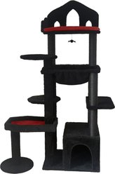 Zeus & Ruta Multi-Level Spooky 58-in Cat Tree & Condo with Scratching Posts, Perches, Hammock & Cave, Black, Black