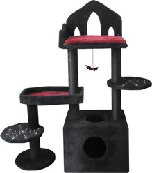Zeus & Ruta Multi-Level Spooky 44.5-in Cat Tree & Condo with Scratching Posts, Perches, Hammock & Cave, Black, Black
