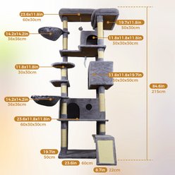 Zeus & Ruta 84.6-in Cat Tree Tower & 3 Large Hinding Condo with Wide Base, 11 Sisal Scratching Post & Sisal Scratching Ladder, Dark Grey slide 2 of 6