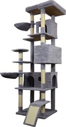 Zeus & Ruta 84.6-in Cat Tree Tower & 3 Large Hinding Condo with Wide Base, 11 Sisal Scratching Post & Sisal Scratching Ladder, Dark Grey