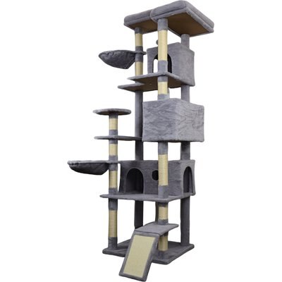 Zeus & Ruta Zeus & Ruta 84.6-in Cat Tree Tower & 3 Large Hinding Condo with Wide Base, 11 Sisal Scratching Post & Sisal Scratching Ladder, Dark Grey