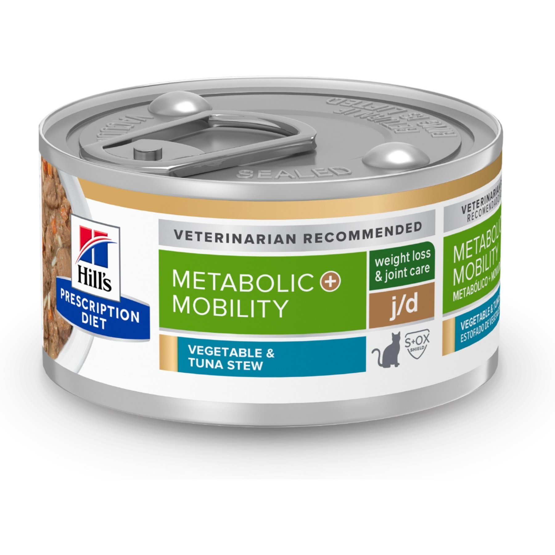 Hill's Prescription Diet Metabolic Weight + j/d Vegetable & Tuna Stew Wet Cat Food, 2.9-oz can, case of 24