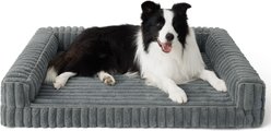 Bedsure ComfyFleece Orthopedic Waterproof Dog Bed with Corduroy Removable Cover, Grey, Large