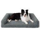 Bedsure ComfyFleece Orthopedic Waterproof Dog Bed with Corduroy Removable Cover, Grey, Large