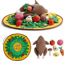 Nocciola 7-in-1 Turkey Interactive Squeaky Dog Plush Toy Variety Pack, 7 count