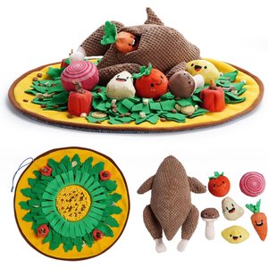 Nocciola 7-in-1 Turkey Interactive Squeaky Dog Plush Toy Variety Pack, 7 count