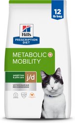Hill's Prescription Diet Metabolic Weight + j/d Chicken Flavor Dry Cat Food, 12-lb bag