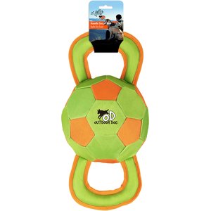 ALLFORPAWS Outdoor Ballistic Handle Squeaky Rope Tug Ball Dog Toy