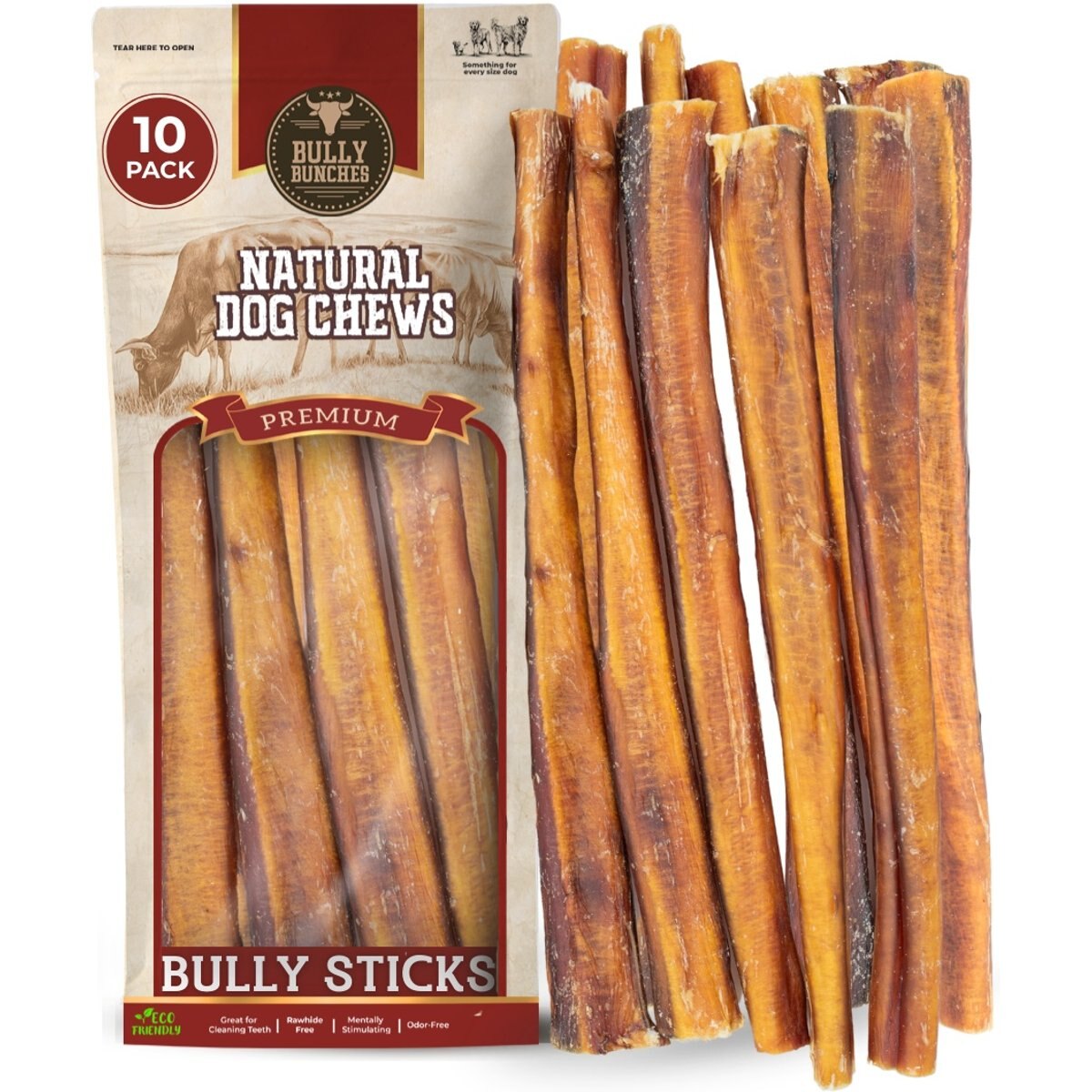 Bully Bunches 12-inch Jumbo Bully Sticks Dog Treats, 10 count