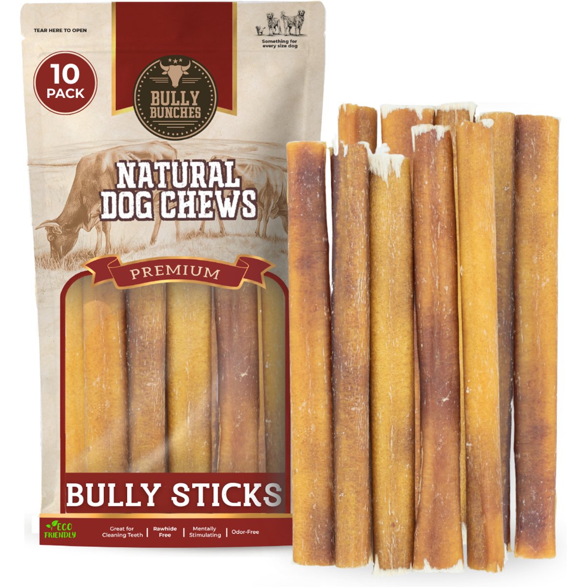 Bully Bunches 6-inch Standard Bully Sticks Dog Treats, 10 count