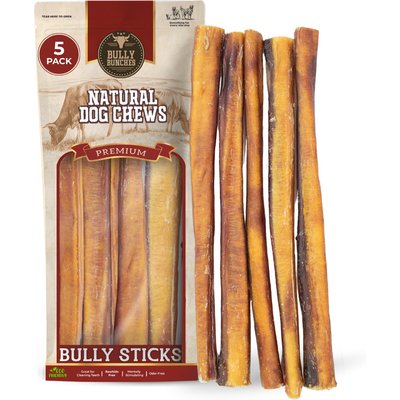 Bully Bunches Bully Bunches 12-inch Thick Bully Sticks Dog Treats, 5 count