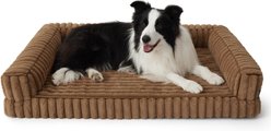 Bedsure ComfyFleece Orthopedic Waterproof Dog Bed with Corduroy Removable Cover, Brown, Large