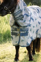 Horseware Bug Rug Plus Petite Horse Fly Sheet, Dragonfly Print/Silver, Blue & Sage, 45-in slide 2 of 9