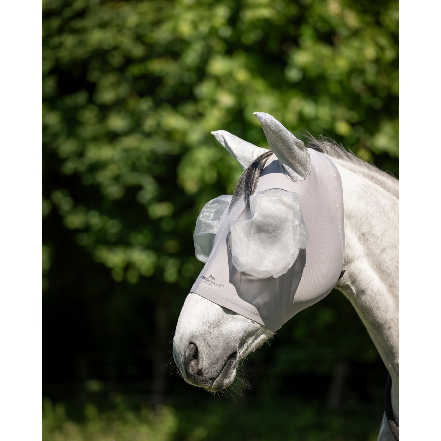 Horseware Defense Horse Fly Mask, Silver/Silver, Horse