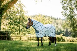 Horseware Bug Rug XL Plus Horse Fly Sheet, Dragonfly Print/Silver, Blue & Sage, 78-in