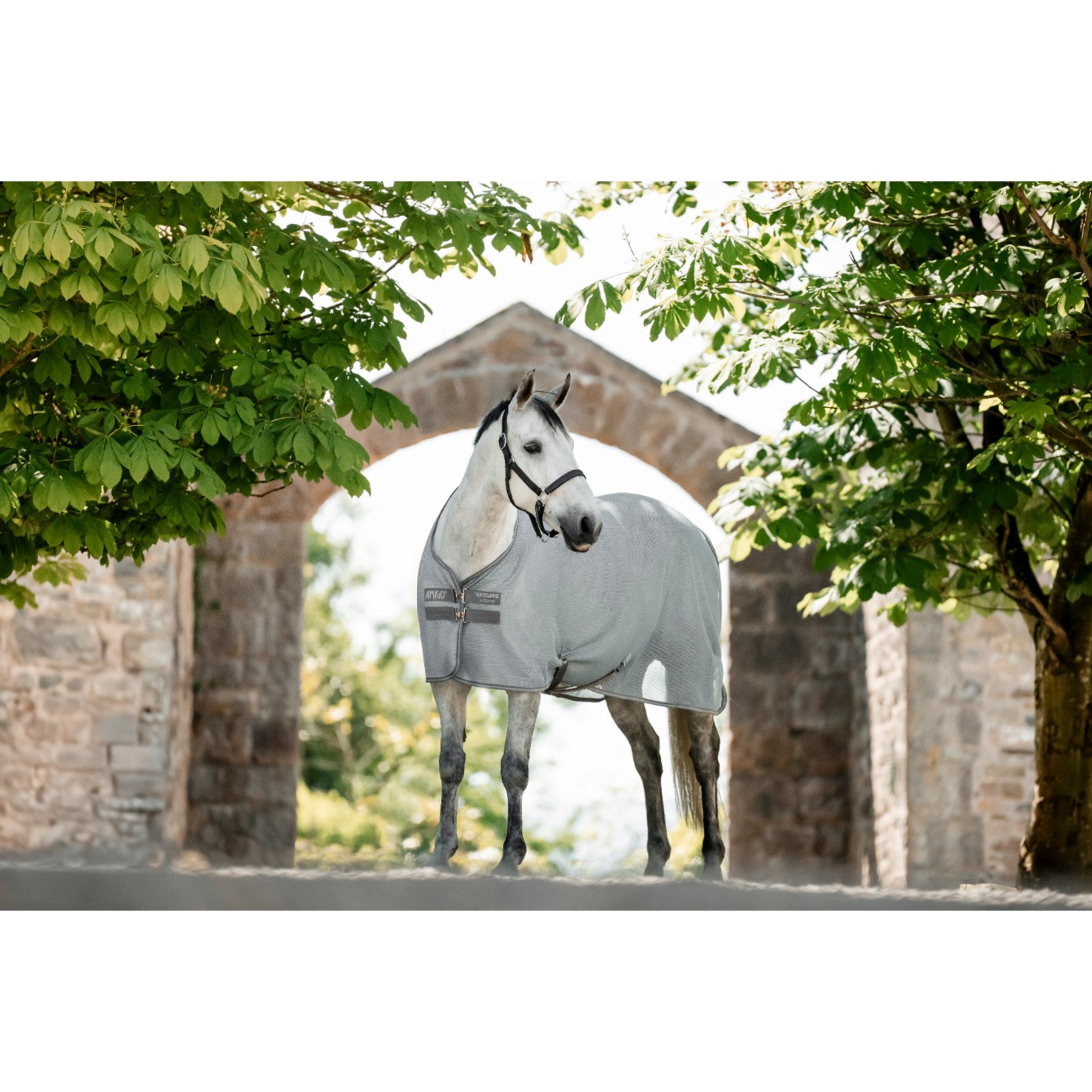Horseware Amigo AirNet Horse Cooler, Heather Blue/Titanium Grey & Silver, 87-in
