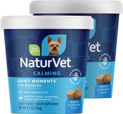 NaturVet Quiet Moments Bacon & Chicken Flavored Calming Supplement for Dogs, 140 count