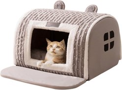 NonoPets Warm Enclosed Dog & Cat House Bed, Grey, Medium slide 2 of 4