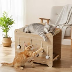 NonoPets Premium Wooden Scratcher & Interactive Toy Cat House
