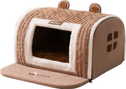 NonoPets Warm Enclosed Dog & Cat House Bed, Brown, Medium slide 2 of 5