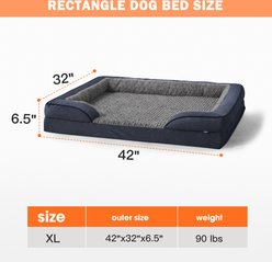 JOEJOY Orthopedic Waterproof, Egg-Crate Foam Puppy, Dog & Cat Couch Bed with Washable Removable Cover, Dark Gray, X-Large: 42 x 32 x 7-in slide 2 of 8