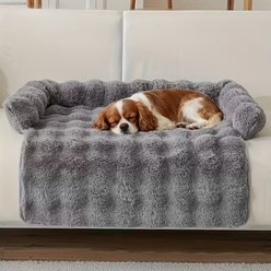 NonoPets Premium Rabbit Velvet Calming Orthopedic Dog & Cat Bed, Dark Grey