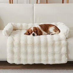 NonoPets Premium Rabbit Velvet Calming Orthopedic Dog & Cat Bed, White