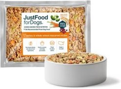 JustFoodForDogs Turkey & Whole Wheat Macaroni Recipe Frozen Human-Grade Fresh Dog Food, 18-oz pouch, case of 7