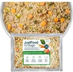 JustFoodForDogs Chicken & Rice Recipe Frozen Human-Grade Fresh Dog Food, 18-oz pouch, case of 7